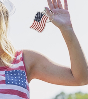Patriotic Key Chains and Visor Clips