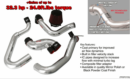 Injen Cast Aluminum Intake System w/ Full Intercooler Piping Part # SP1898P for the 2003 - 2006 Lancer Evolution