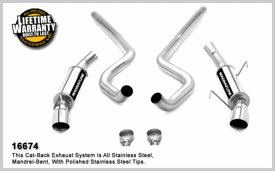 Magnaflow Magnapack 3 Inch Dual Exhaust System Part # 16674 for the 2005-2007 Mustang GT and 2007 Shelby GT500