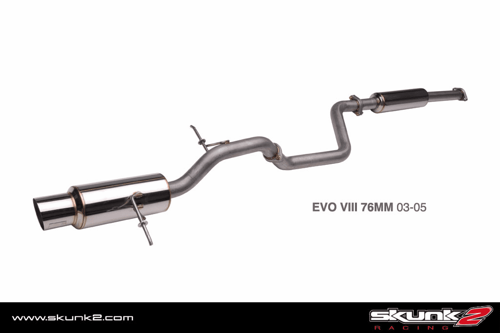 Skunk 2 Megapower 76mm Cat-Back Exhaust System Part # 413-06-2224 for the 2003 - 2006 Lancer Evolution