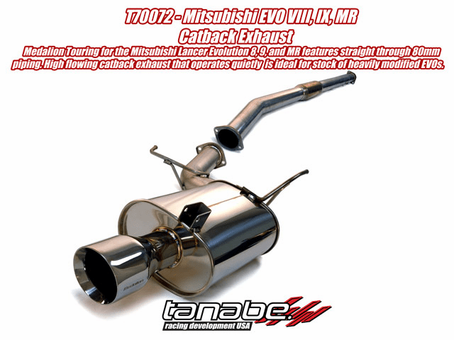 Tanabe Medalion Touring 80mm Catback Exhaust System Part # T70072 for the 2003 - 2007 Lancer Evolution