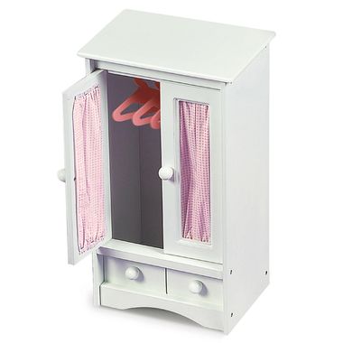 Badger Basket Doll Armoire w/Pink Gingham and 3 hangers