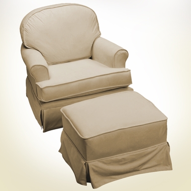 Beige Microfiber Round Back Glider by Komfy Kings - Click to enlarge
