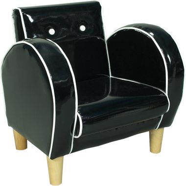 Black with White Piping Vinyl Retro Upholstered Chair by Kids Korner - Click to enlarge