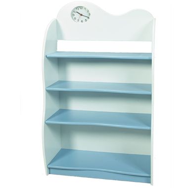 Blue & White Four Tier Bookcase with Clock by Kids Korner - Click to enlarge