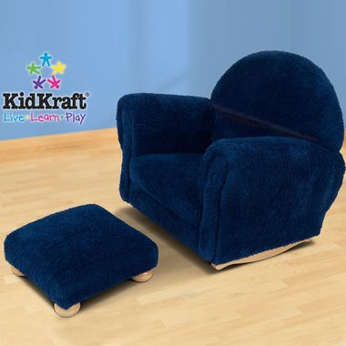 Blueberry Upholstered Rocker with Slip Cover and Ottoman by KidKraft - Click to enlarge