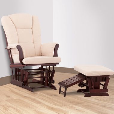 Cherry and Beige Veneto Glider and Nursing Ottoman by Status - Click to enlarge