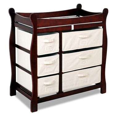 Cherry Sleigh Changing Table with Six Baskets by Badger Basket - Click to enlarge