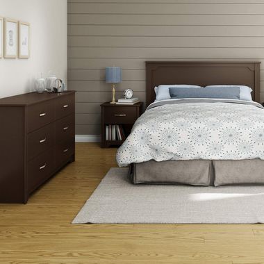 Chocolate Fusion 3 Piece Bedroom Set - Fusion Queen Mates Bed, Double Dresser and Nightstand by South Shore - Click to enlarge