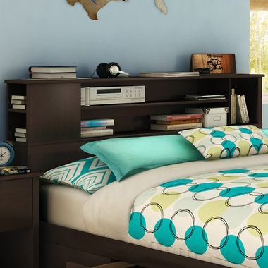 Chocolate Fusion Full/Queen Bookcase Headboard by SouthShore - Click to enlarge