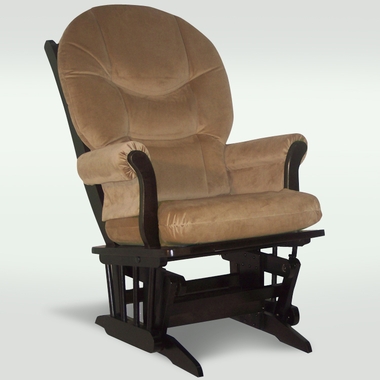 Espresso Sleigh Glider with Light Brown Microfiber Cushions by Dutailier - Click to enlarge