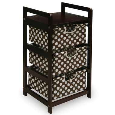 Espresso with Brown Polka Dots Three Drawer Hamper/Storage Unit with Canvas Drawers by Badger Basket - Click to enlarge