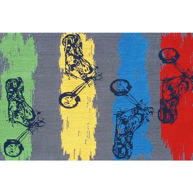 Grey/Blue/Red Motocross 2.8 x 4.8 Kids Rug by Rug Market