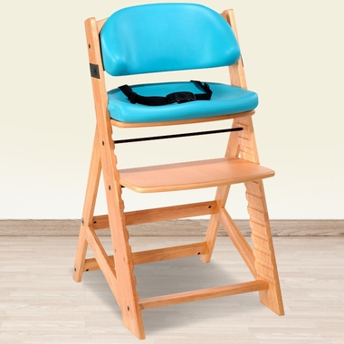 Keekaroo Height Right Kid's Chair with Comfort Cushions in Natural and Aqua - Click to enlarge