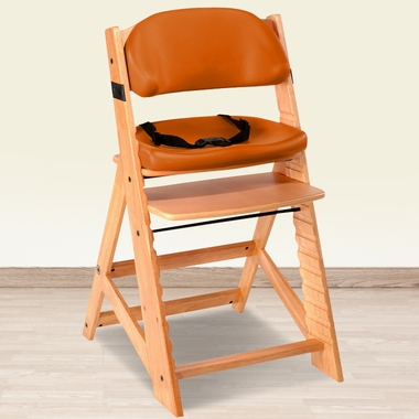 Keekaroo Height Right Kid's Chair with Comfort Cushions in Natural and Pumpkin - Click to enlarge