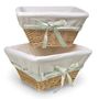 Natural Basket with White Waffle Liner and 4 Ribbons by Badger Basket