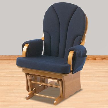 Natural/Blue Lullaby Adult Glider Rocker by Foundations