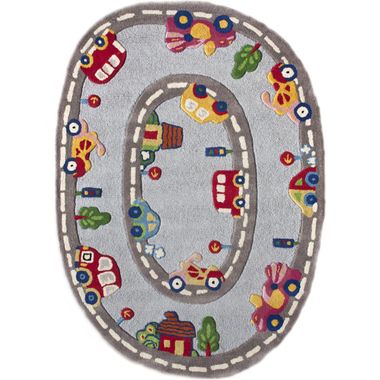 nuLOOM Kinderloom Car Race Hand Tufted Area Rug in Blue