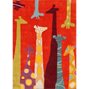 nuLOOM Kinderloom Giraffe Hand Tufted Area Rug in Red