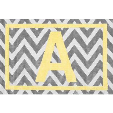 nuLOOM Kinderloom Monogrammed Chevron Letter A Area Rug in Yellow