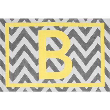 nuLOOM Kinderloom Monogrammed Chevron Letter B Area Rug in Yellow