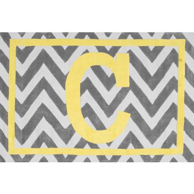 nuLOOM Kinderloom Monogrammed Chevron Letter C Area Rug in Yellow