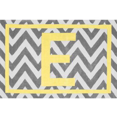 nuLOOM Kinderloom Monogrammed Chevron Letter E Area Rug in Yellow