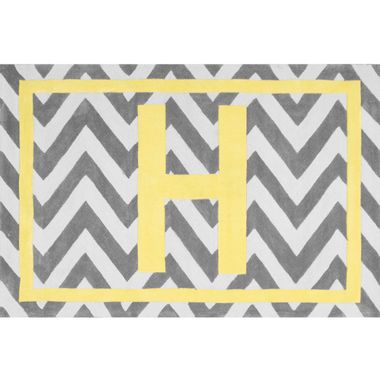 nuLOOM Kinderloom Monogrammed Chevron Letter H Area Rug in Yellow