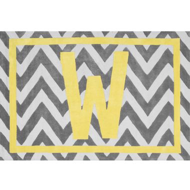 nuLOOM Kinderloom Monogrammed Chevron Letter W Area Rug in Yellow