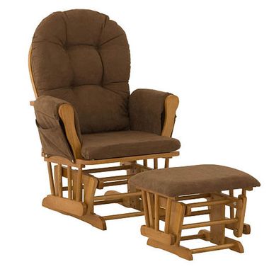 Oak Hoop Glider and Ottoman with Chocolate Cushions by Storkcraft - Click to enlarge