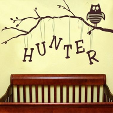 Personalized Owl on Branch Boy Wall Decal by Alphabet Garden Designs - Click to enlarge