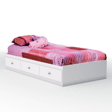 Pure White Crystal Twin Mates Twin Bed by SouthShore