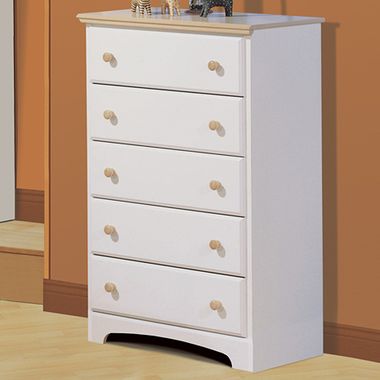 Pure White/Maple Newbury 5 Drawer Dresser by SouthShore