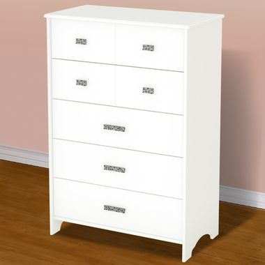 Pure White Tiara Transitional 5 Drawer Chest by SouthShore