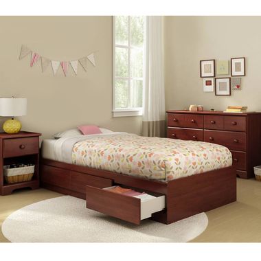 Royal Cherry Summer Breeze 3 Piece Bedroom Set - Summer Breeze Twin Mates Bed, Double Dresser and Nightstand by South Shore - Click to enlarge