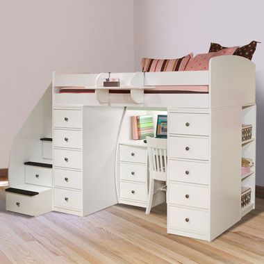 Sierra Spacesaver Loft Twin with 2 Chests, Desk & Stairs by Berg Furniture