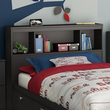 Pure Black Karma Twin Bookcase Headboard by SouthShore - Click to enlarge