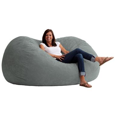 Steel Grey Suede Fuf 6 Ft XL Bean Bag Chair by Comfort Research