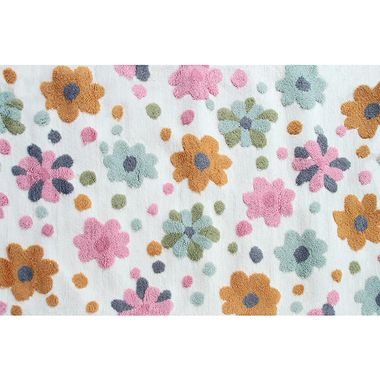 White/Multi Spring Flower Bloom Kids Rug by Rug Market