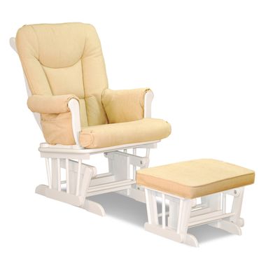 White Sleigh Glider Chair with Matching Ottoman by AFG - Click to enlarge