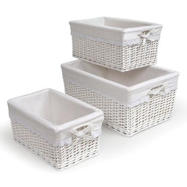 White Three Basket Set with Liners by Badger Basket - Click to enlarge