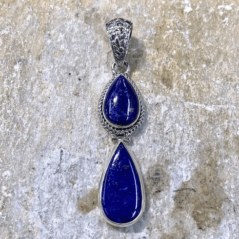 Lapis Two Teardrops Pendant