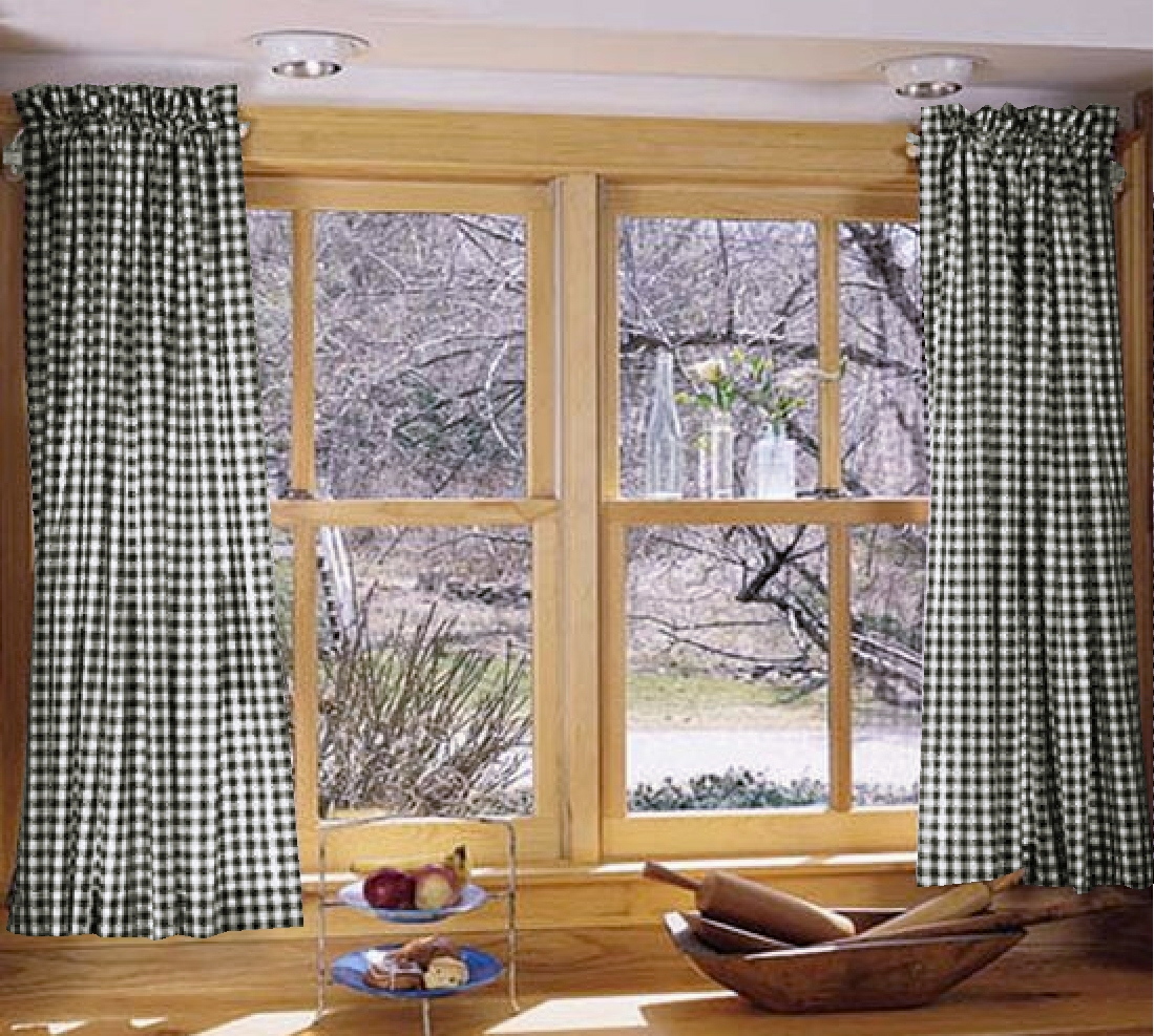 Black Gingham Cafe Curtains