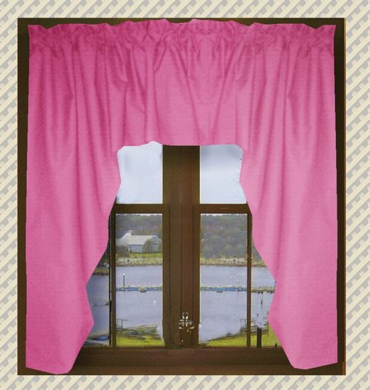 Solid Hot Pink Fuchsia Swag Window Valance