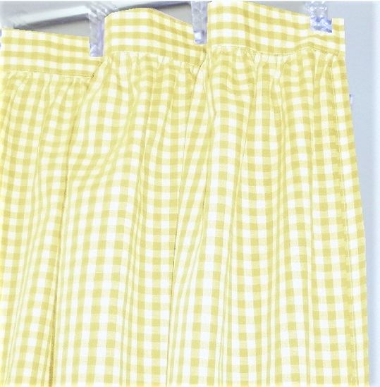 Yellow Gingham Check Fabric Shower Curtain