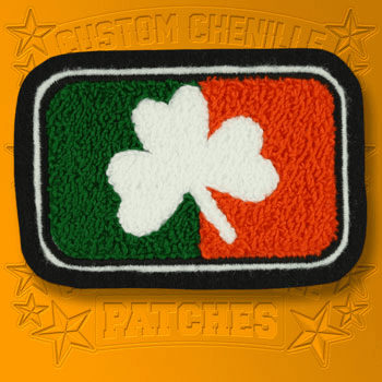 Chenille Irish Flag and Shamrock Patch