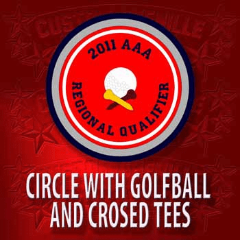 Golf ball and Crossed Tees in Circle