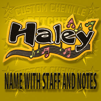 Logotype Name Patch with Music Notes and Music Staff