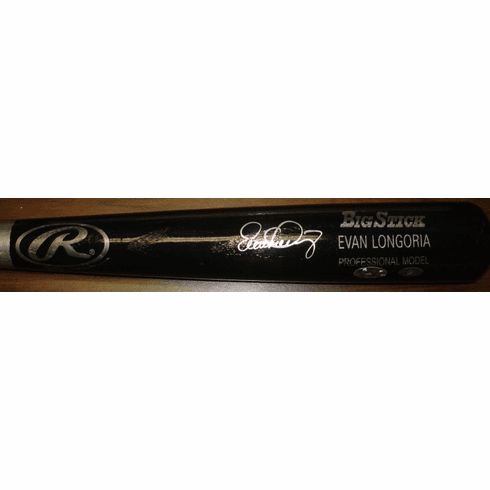 Evan Longoria Signed Rawlings Black Big Stick Baseball Bat w/Engraved Name