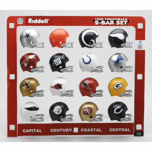 Riddell 1969 NFL 2-Bar Throwback Pocket Pro Football Helmet Set